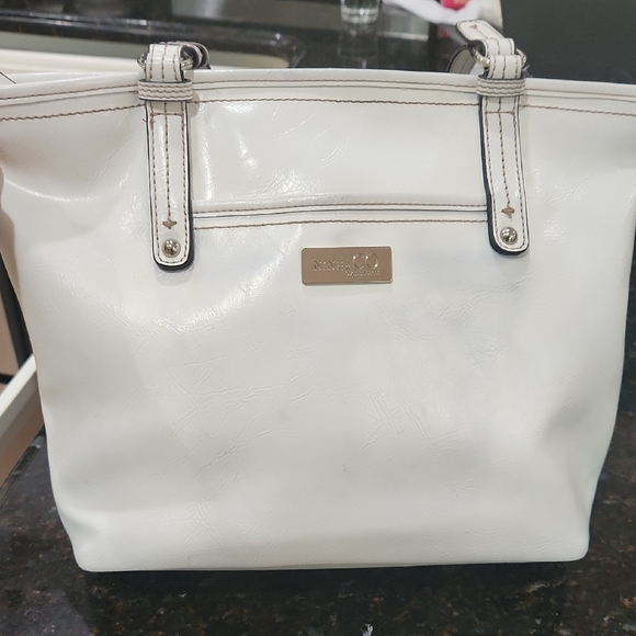 Nine West White Structured Tote with Silver Hardware - Picture 16 of 17
